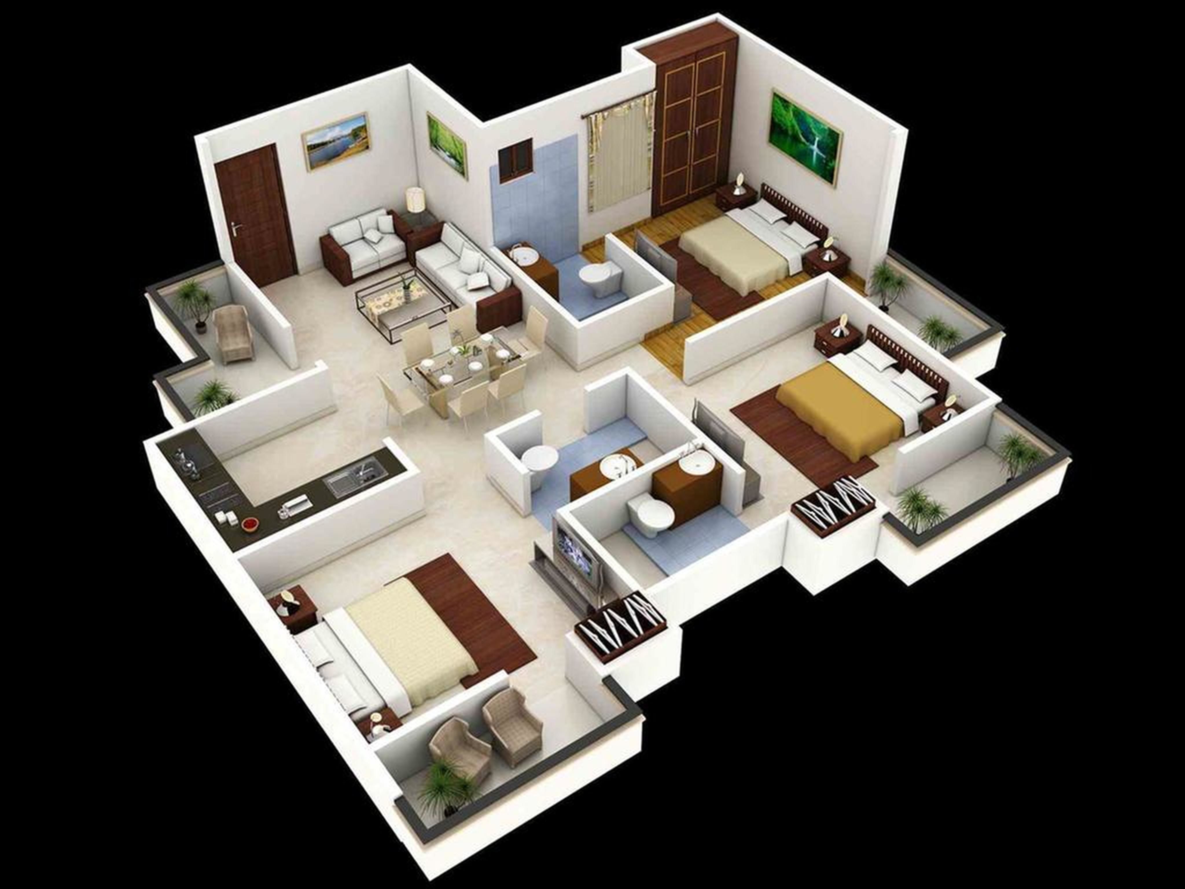 Beautiful, comfortable and affordable 3 bedroom apartment interior design