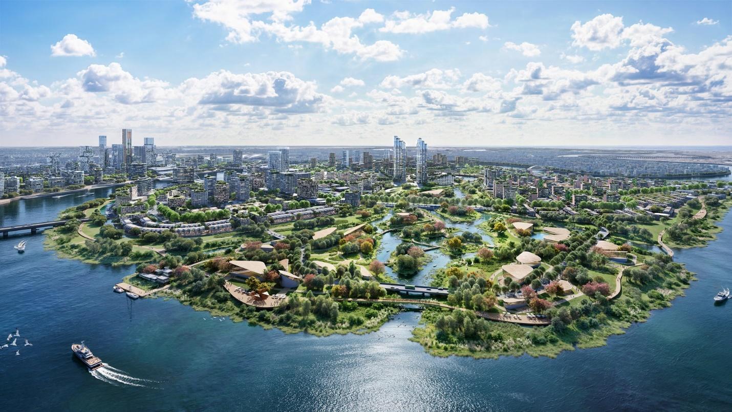 Perspective of wetland park in Thanh Da