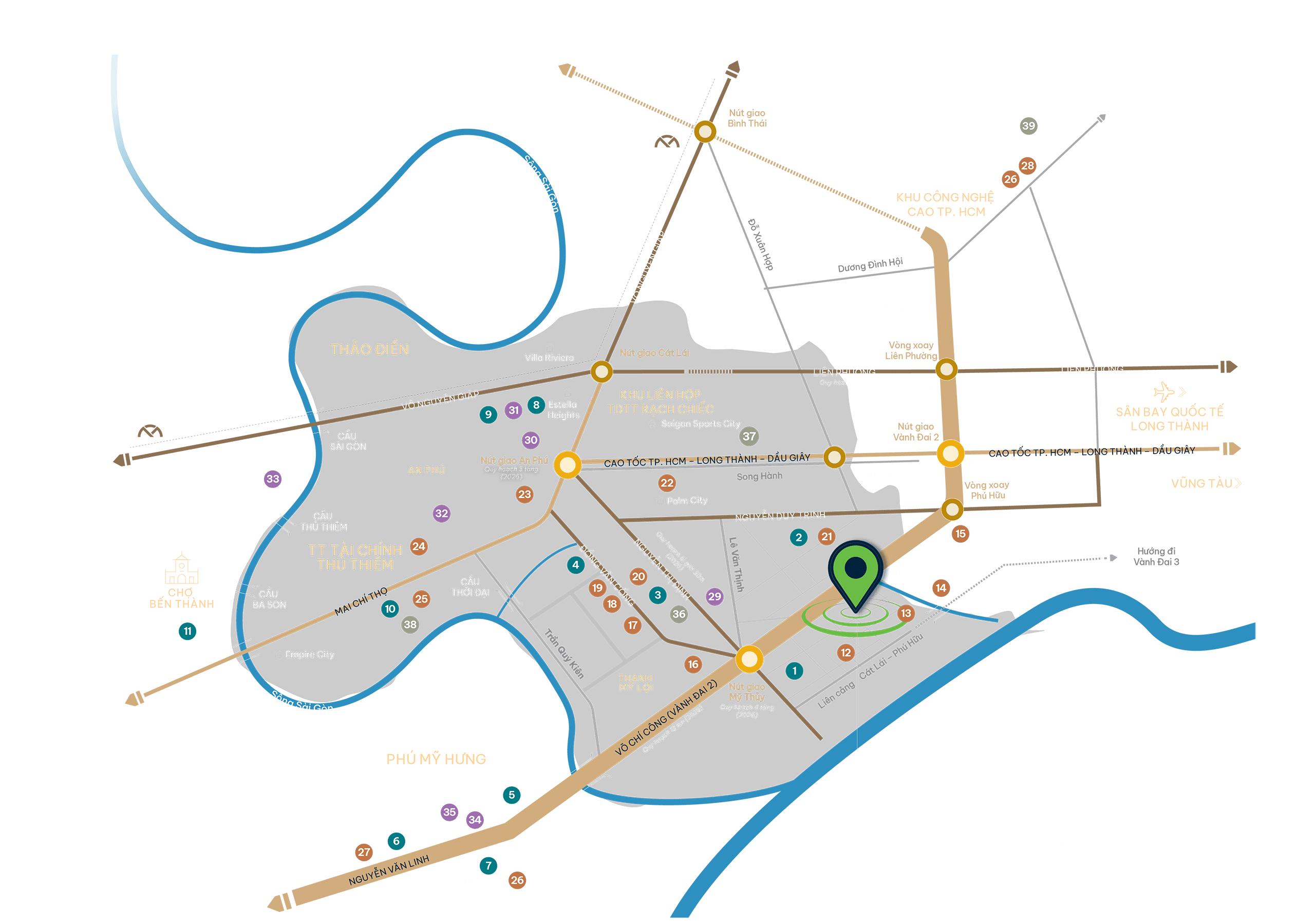 Vị Trí Gladia By Waters - Khang Điền