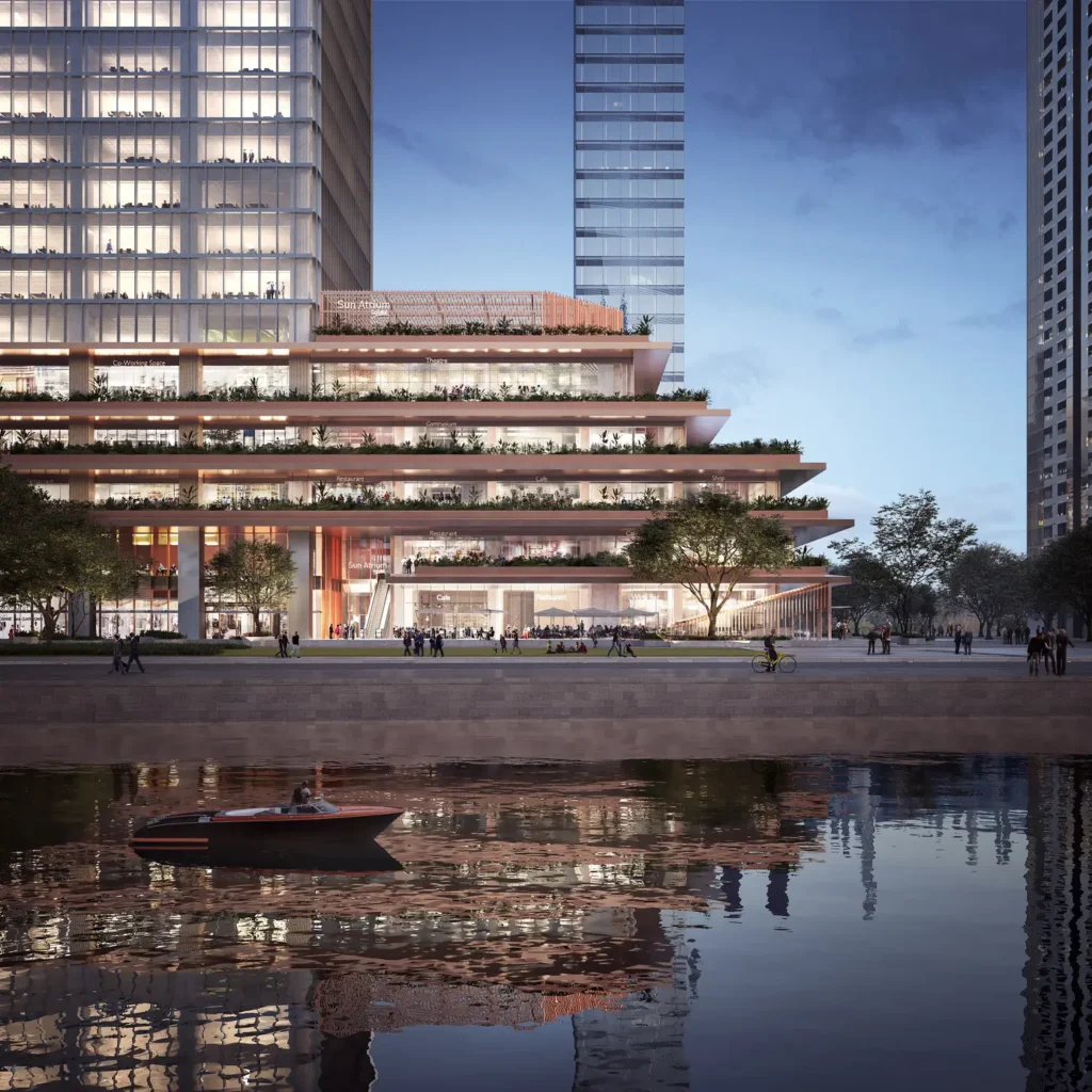 Năm tầng khối đế bán lẻ của Marina Central Tower. Ảnh: Masterise Homes